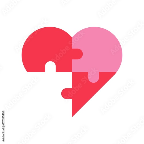 Puzzle heart vector, Valentine and love related flat icon