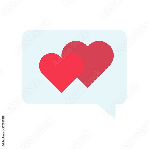 Heart in bubble speech vector, Valentine and love related flat icon
