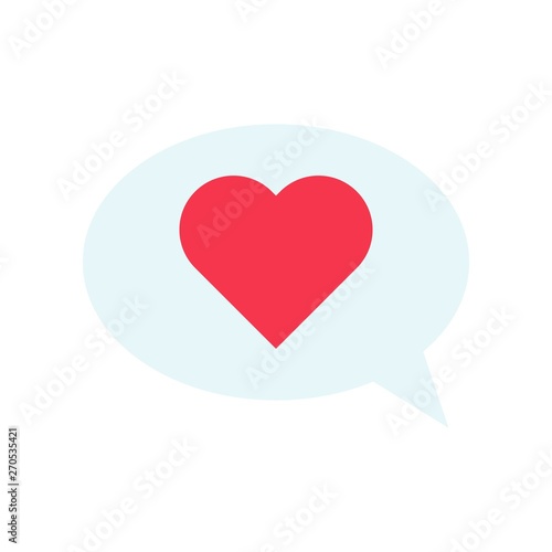Heart in bubble speech vector, Valentine and love related flat icon