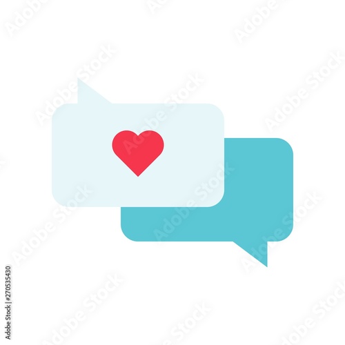 Heart in bubble speech vector, Valentine and love related flat icon