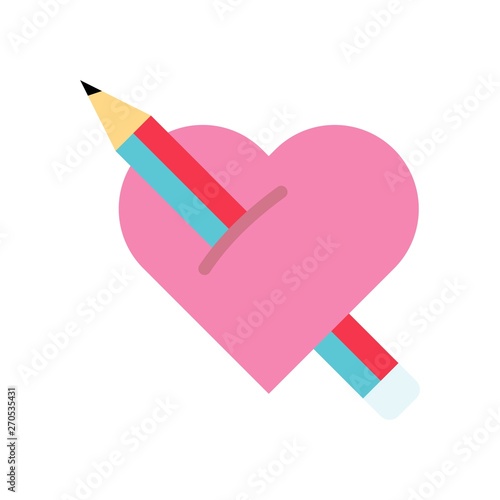 Stabbed heart vector, Valentine and love related flat icon