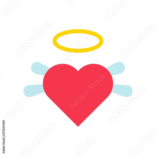 Heart with wing vector, Valentine and love related flat icon