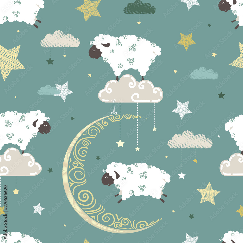 Naklejka premium Playing among the stars pattern