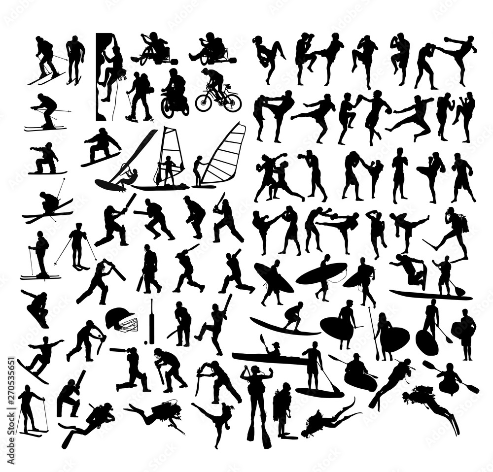 Extreme Sports Silhouettes, art vector design 