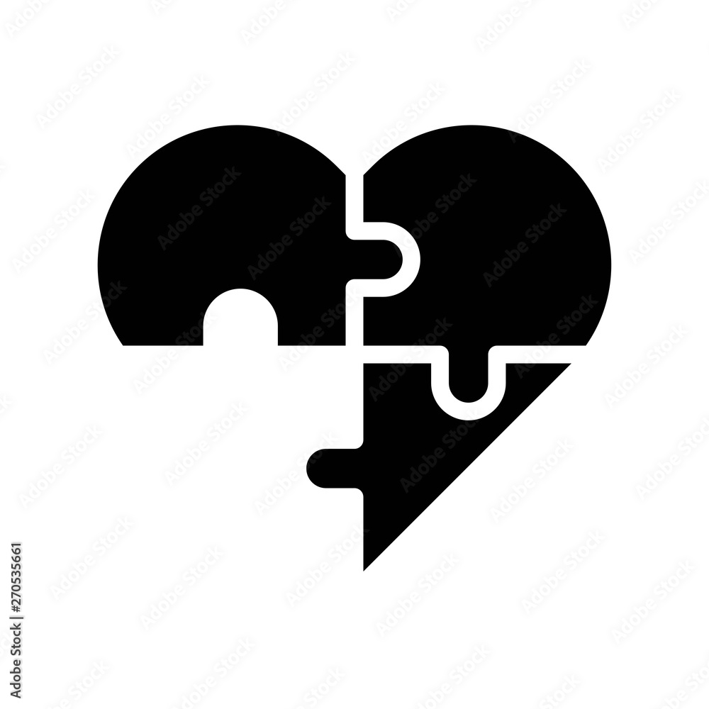 Puzzle heart vector, Valentine and love related solid icon Puzzle heart vector, Valentine and love related solid icon