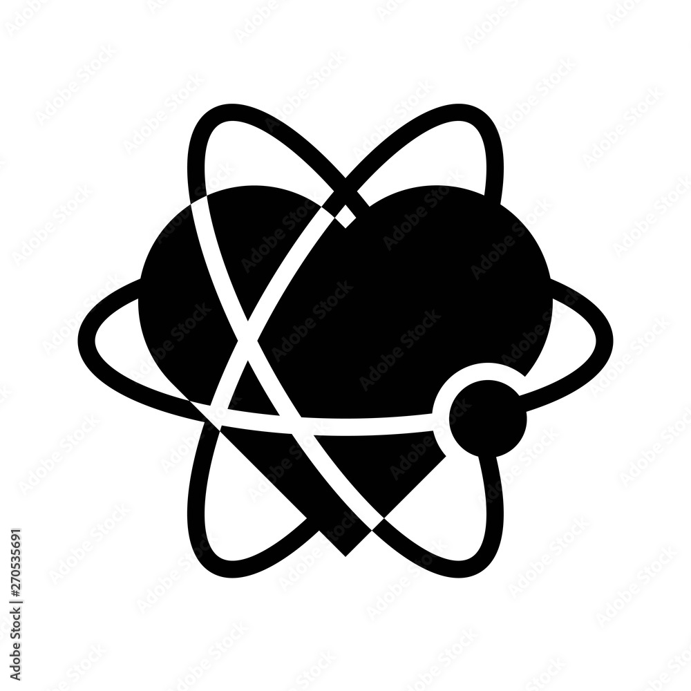 Atom heart vector, Valentine and love related solid icon Atom heart vector, Valentine and love related solid icon