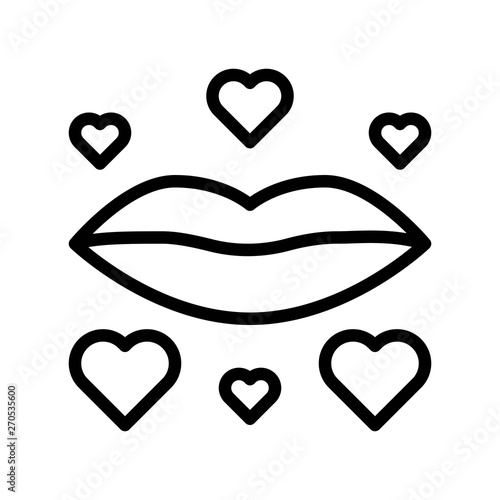 Kiss vector, Valentine and love related line icon