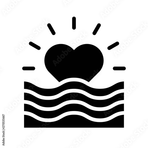 Heart and wave vector, Valentine and love related solid icon
