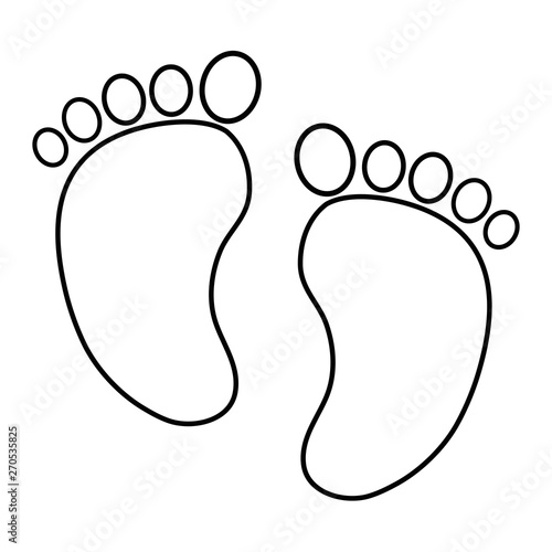 footmark icon cartoon in black and white