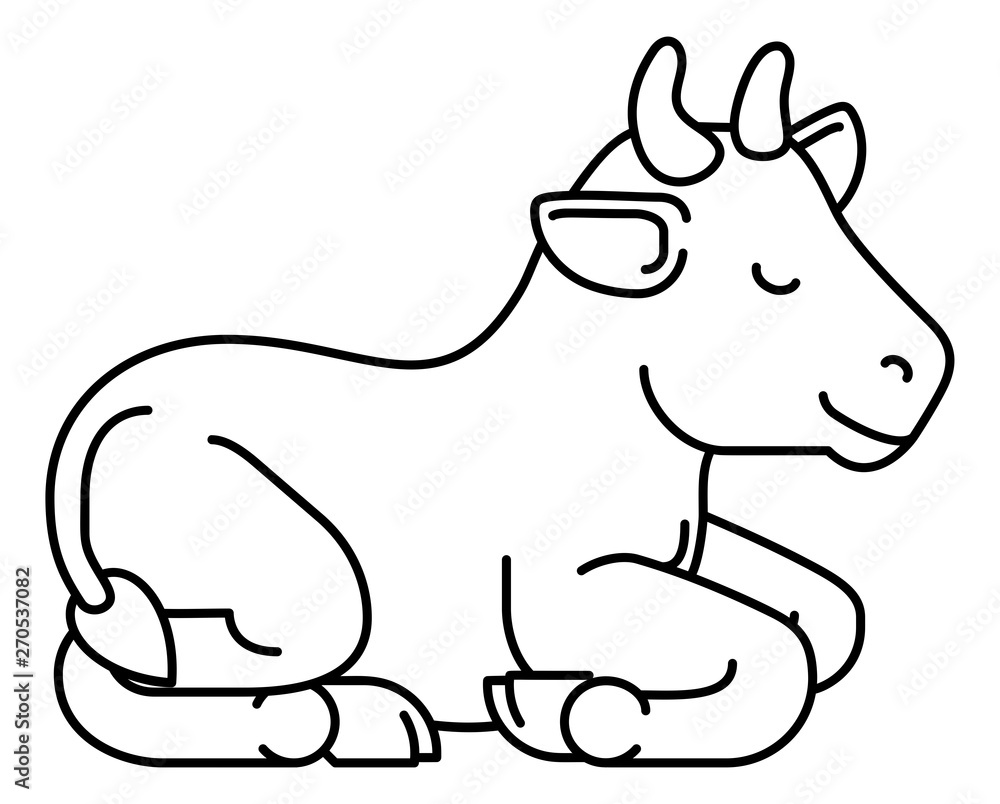 A cow animal cute cartoon character black and white coloring illustration A cow animal cute cartoon character black and white coloring illustration