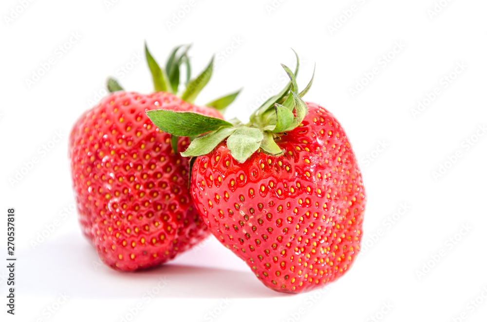 two strawberries isolated on white background two strawberries isolated on white background