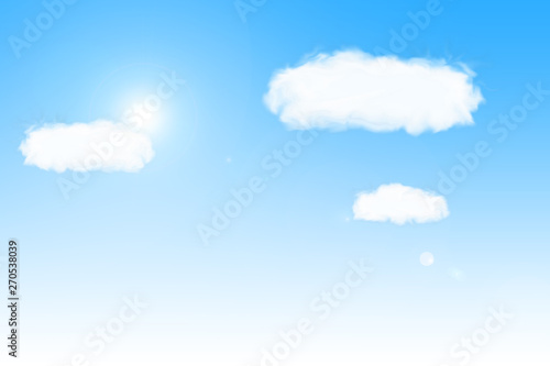 Illustration of blue sky with clouds. Background. 青空と雲のイラスト 背景素材