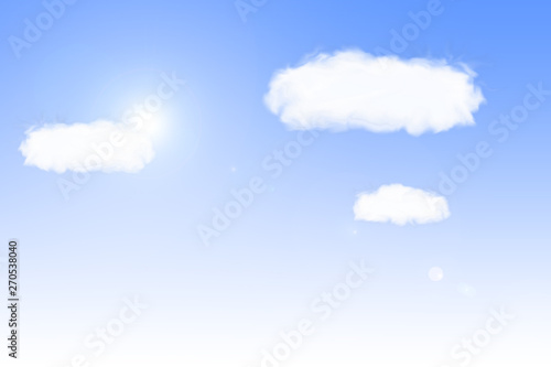 Illustration of blue sky with clouds. Background.                                           