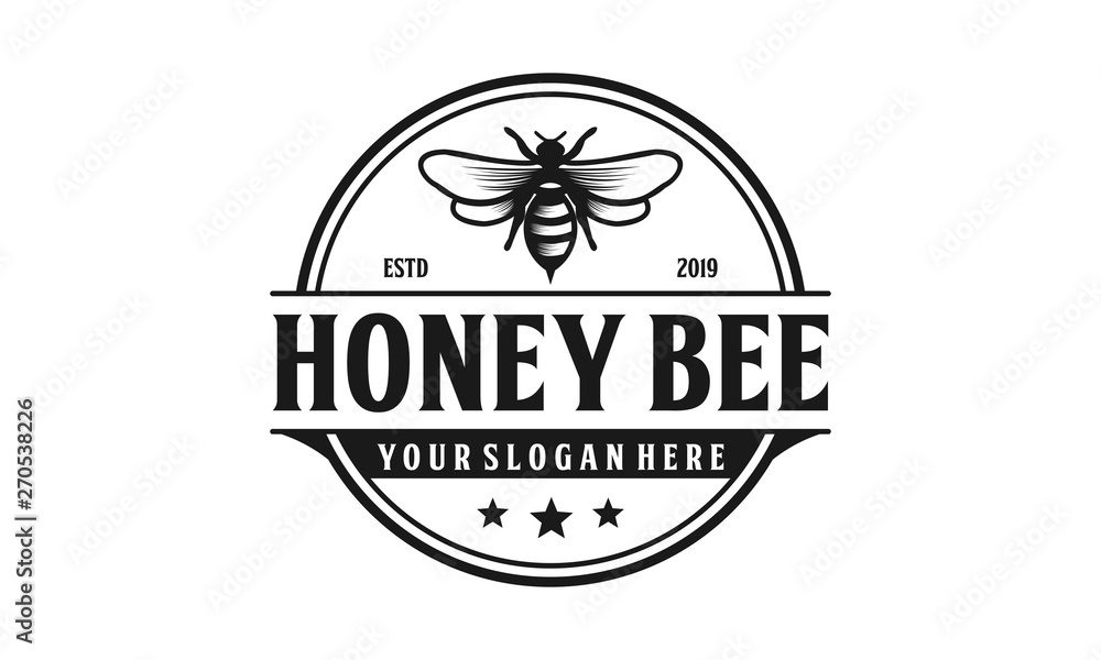 Obraz na płótnie Honey bee retro logo design