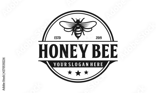 Fotografia Honey bee retro logo design