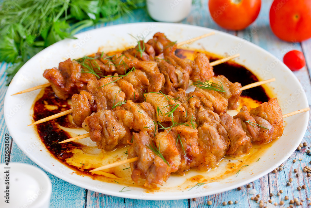 Grilled meat skewers shish kebab Grilled meat skewers shish kebab