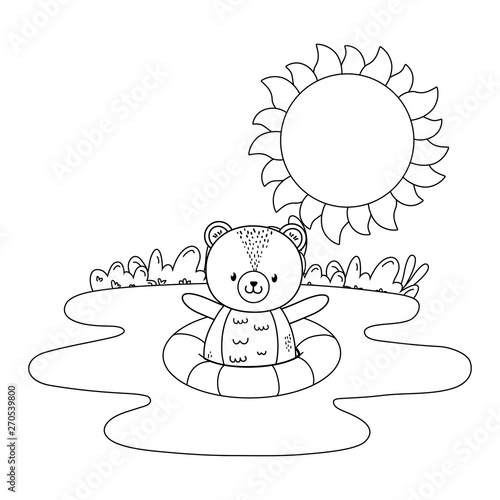 cute animal enjoying summer time cartoon