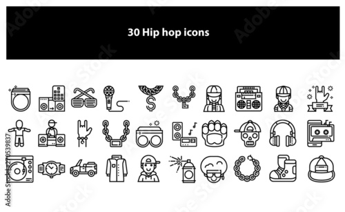 Vector black hip hop icons - Vector