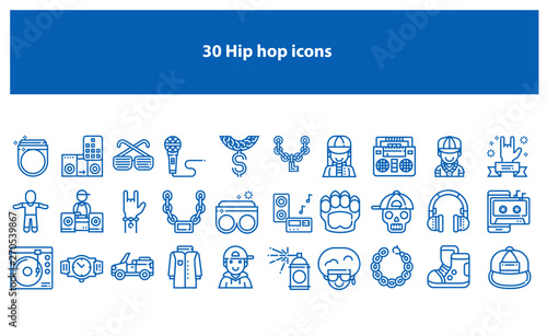 Vector light blue hip hop icons - Vector