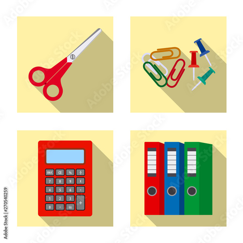 Vector illustration of office and supply icon. Set of office and school vector icon for stock.