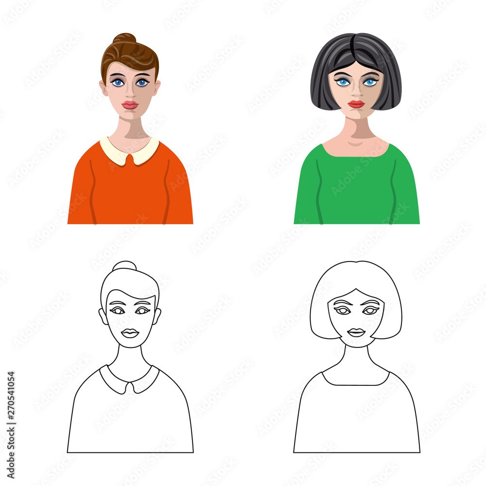 Isolated object of hairstyle and profession sign. Set of hairstyle and character vector icon for stock. Isolated object of hairstyle and profession sign. Set of hairstyle and character vector icon for stock.