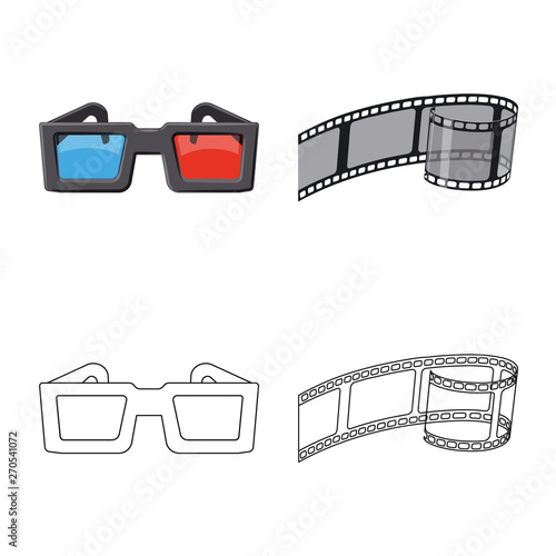 Vector illustration of television and filming icon. Collection of television and viewing stock vector illustration.