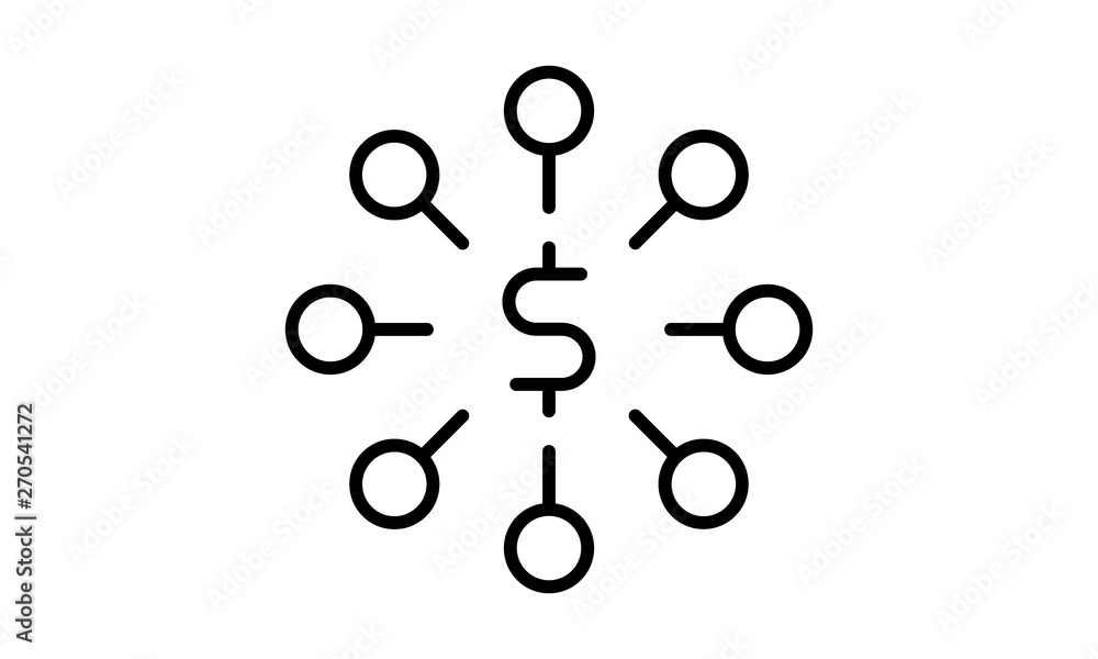 Money distribution icon in flat design for business and finance concepts Money distribution icon in flat design for business and finance concepts