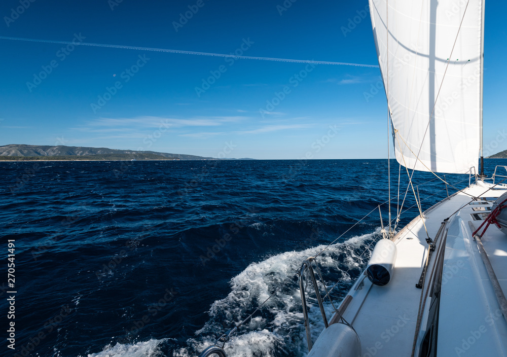 Fototapeta premium Luxury yacht at sea race. Sailing regatta. Cruise yachting