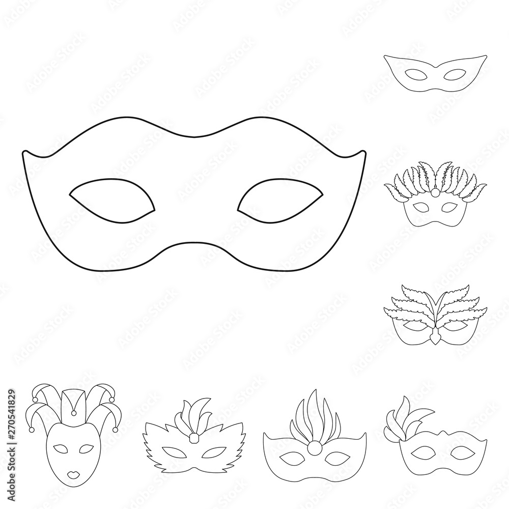 Vector illustration of masquerade and mystery icon. Collection of masquerade and festival vector icon for stock. Vector illustration of masquerade and mystery icon. Collection of masquerade and festival vector icon for stock.