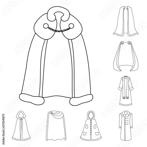 Vector illustration of robe and garment symbol. Set of robe and cloth stock vector illustration.