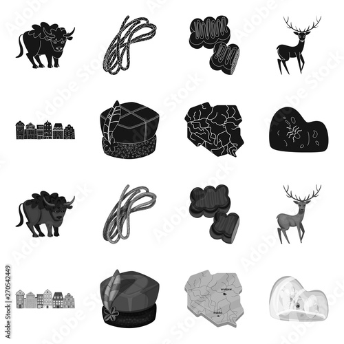 Vector design of traditional and tour sign. Collection of traditional and landmarks stock vector illustration.