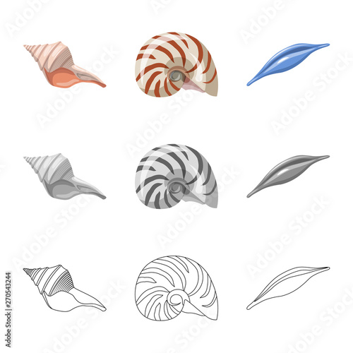 Vector design of animal and decoration sign. Collection of animal and ocean stock symbol for web.