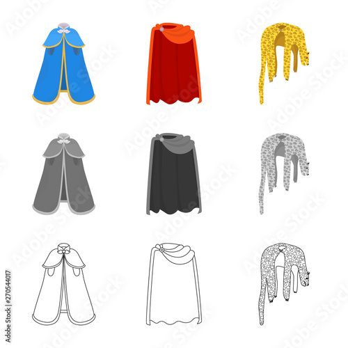 Vector design of material and clothing sign. Collection of material and garment stock symbol for web.