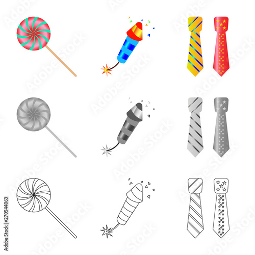 Isolated object of party and birthday sign. Collection of party and celebration stock symbol for web.