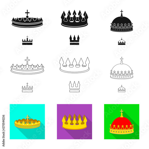 Vector illustration of medieval and nobility icon. Collection of medieval and monarchy stock vector illustration.