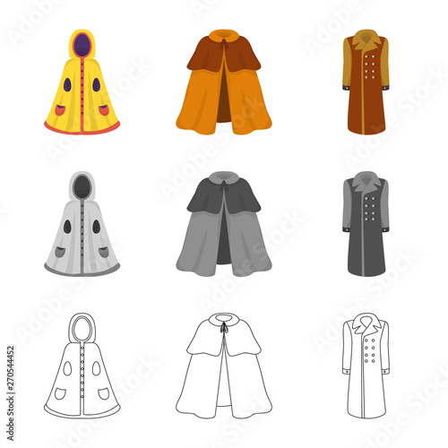 Vector design of material and clothing symbol. Set of material and garment stock vector illustration.