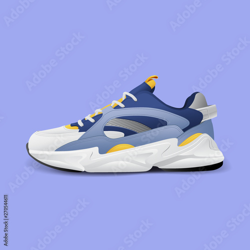 Realistic sport running shoe for training and fitness