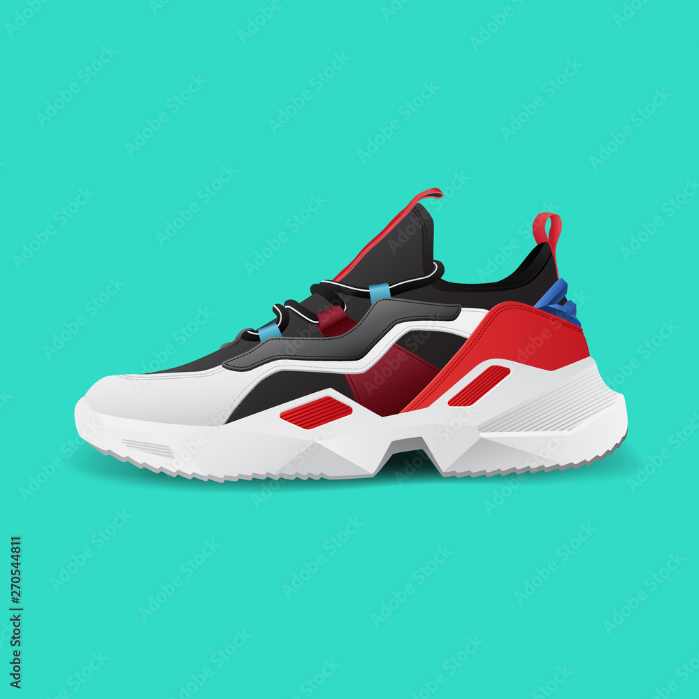 Realistic sport running shoe for training and fitness Realistic sport running shoe for training and fitness