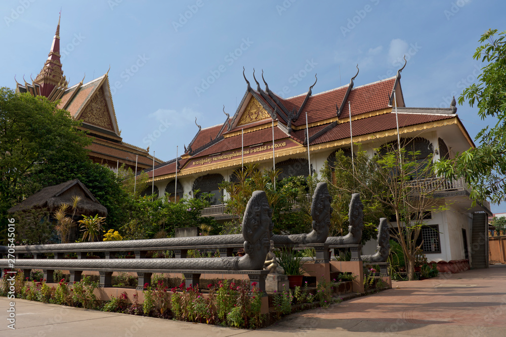 Facade of Wat Preah Prom Rath Temple, Siem Reap, Cambodia