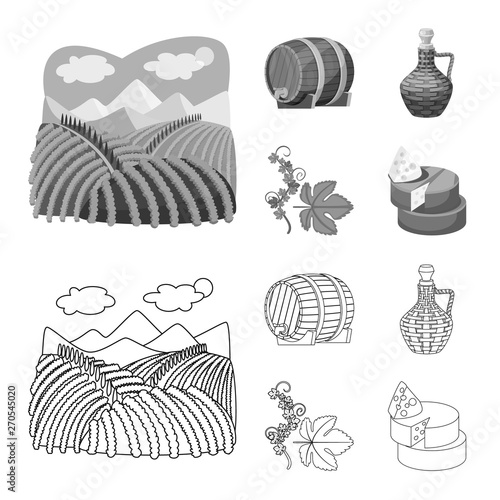Vector illustration of farm and vineyard symbol. Collection of farm and product stock symbol for web.