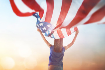 Patriotic holiday. Happy kid