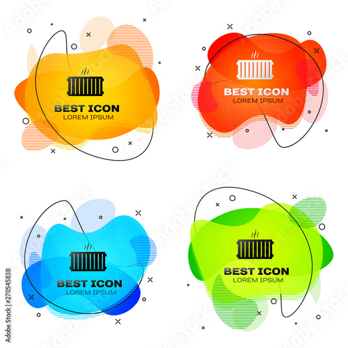 Black Heating radiator icon isolated on white background. Set of liquid color abstract geometric shapes. Vector Illustration