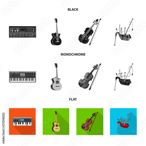 Vector design of music and tune logo. Set of music and tool stock vector illustration.