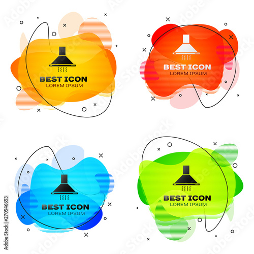 Black Kitchen extractor fan icon isolated on white background. Cooker hood. Kitchen exhaust. Household appliance. Set of liquid color abstract geometric shapes. Vector Illustration