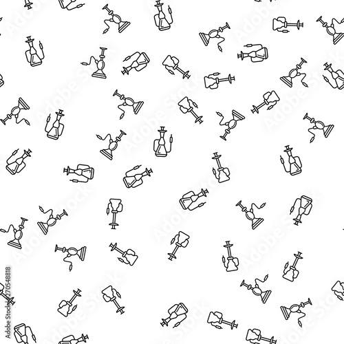 Different Types Of Hookah Seamless Pattern Vector. Nargile, Hubbly Bubbly, Shisha Oriental Hookah Monochrome Texture Icons. Relaxation Arabic Tobacco Smoke Template Flat Illustration