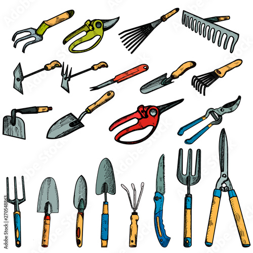 vector isolated garden tool set