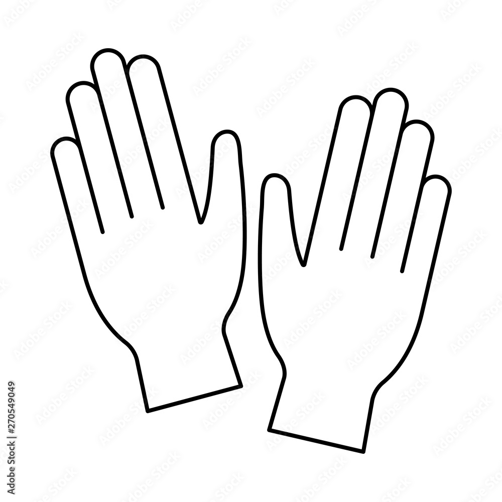 Line art black and white disposable nitrile gloves Line art black and white disposable nitrile gloves