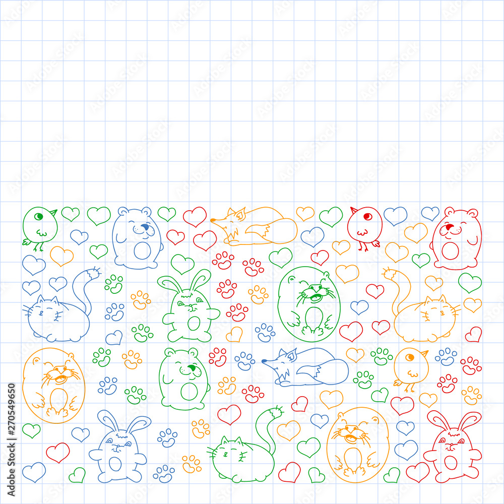 Vector set of beautiful round icons in the form of wild animals for children and design, print, cat ,bear, fox, bird ,hare or rabbit. Round animals with caption on white background with cage. Vector set of beautiful round icons in the form of wild animals for children and design, print, cat ,bear, fox, bird ,hare or rabbit. Round animals with caption on white background with cage.