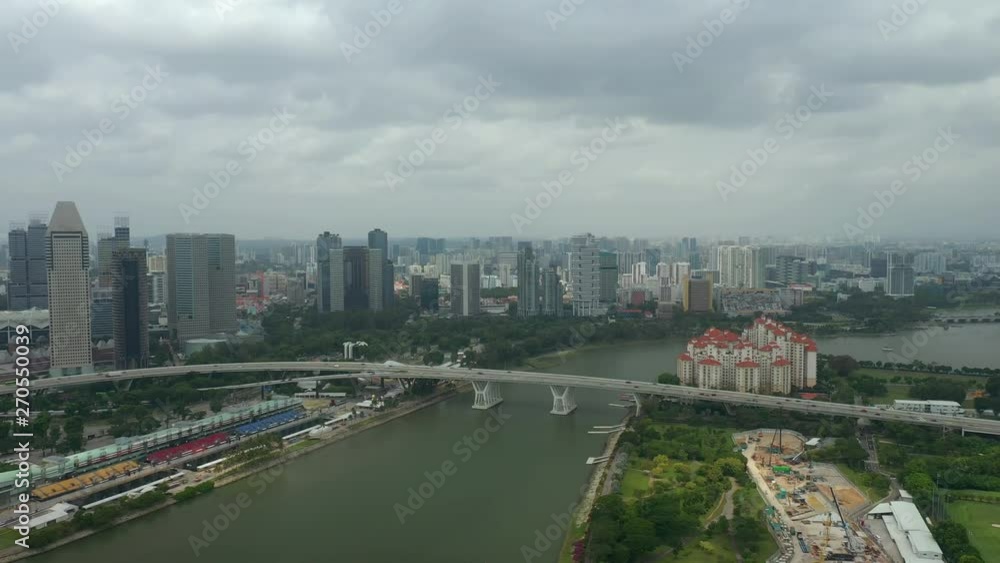 flight over singapore city marina bay riverside traffic bridge road aerial panorama 4k flight over singapore city marina bay riverside traffic bridge road aerial panorama 4k