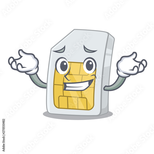 Grinning simcard in the a character shape
